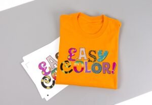 picture of Siser's EasyColor direct-to-vinyl applied to an orange shirt