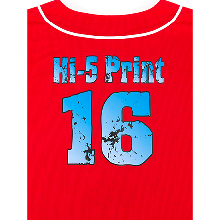 Image of name and number printed on a jersey in the Siser HI-5 Print material